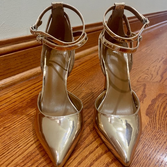 NIB HALSTON Champagne Mirror Pumps 7M - Picture 2 of 7
